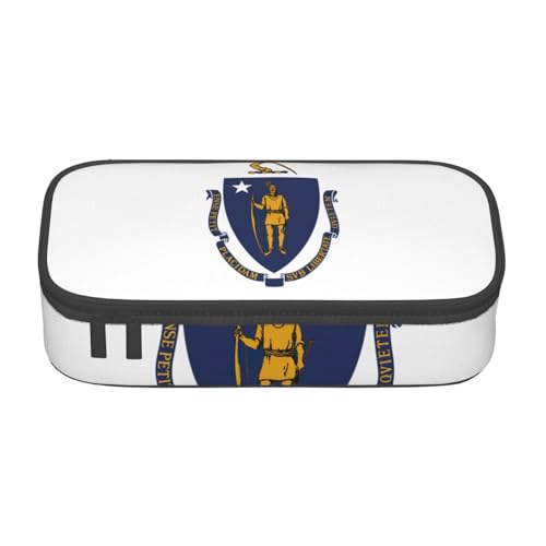 lootpe Massachusetts Stifteetui mit Staatsflaggen-Druck, großes Fassungsvermögen, Bürobedarf-Organizer, tragbare Stifttasche für Büro von Lootpe