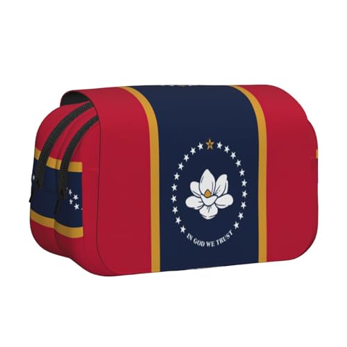 lootpe Mississippi Federmäppchen mit Staatsflaggen-Druck, großes Fassungsvermögen, Markertasche, Schreibwaren-Organizer-Tasche, tragbare Büro-Stifttasche von Lootpe