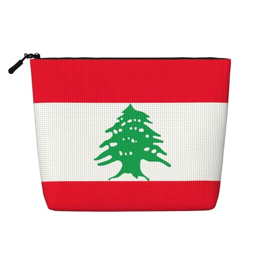 lootpe Reise-Make-up-Tasche, Motiv: Flagge des Libanon, große Kapazität, Kosmetiktasche für Damen, tragbare Kosmetiktasche, Kulturbeutel von Lootpe