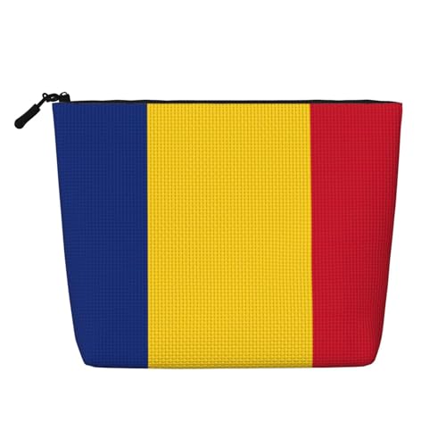 lootpe Reise-Make-up-Tasche, Motiv: Flagge von Rumänien, große Kapazität, Kosmetiktasche für Damen, tragbare Kosmetiktasche, Kulturbeutel von lootpe