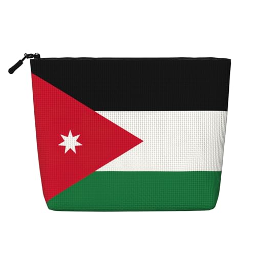 lootpe Reise-Make-up-Tasche, Motiv: Jordanische Flagge, große Kapazität, Kosmetiktasche für Damen, tragbare Kosmetiktasche, Kulturbeutel von Lootpe
