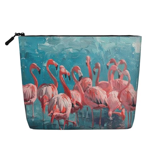 lootpe Reise-Make-up-Tasche mit Flamingo-Muster, große Kapazität, Kosmetiktasche für Damen, tragbare Kosmetiktasche, Kulturbeutel von Lootpe