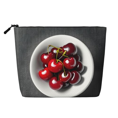 lootpe Reise-Make-up-Tasche mit Frischem Kirsch-Druck, große Kapazität, Kosmetiktasche für Damen, tragbare Kosmetiktasche, Kulturbeutel von lootpe