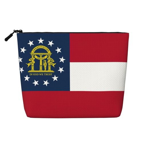 lootpe Reise-Make-up-Tasche mit Georgia-Flaggen-Druck, große Kapazität, Kosmetiktasche für Damen, tragbare Kosmetiktasche, Kulturbeutel von Lootpe