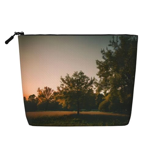 lootpe Reise-Make-up-Tasche mit Landschaftsbäumen-Druck, große Kapazität, Kosmetiktasche für Damen, tragbare Kosmetiktasche, Kulturbeutel von Lootpe