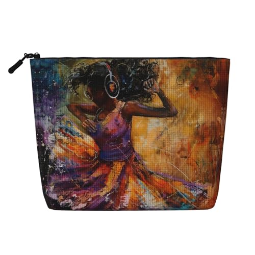 lootpe Reise-Make-up-Tasche mit Musikdruck, große Kapazität, Kosmetiktasche für Damen, tragbare Kosmetiktasche, Kulturbeutel von lootpe