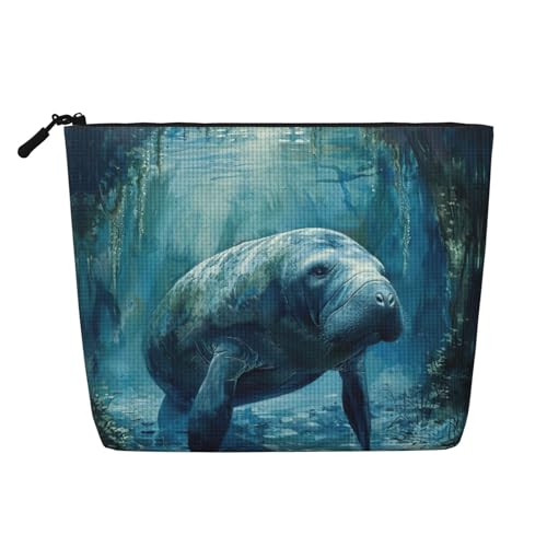 lootpe Reise-Make-up-Tasche mit Seekuh-Motiv, große Kapazität, Kosmetiktasche für Damen, tragbare Kosmetiktasche, Kulturbeutel von lootpe