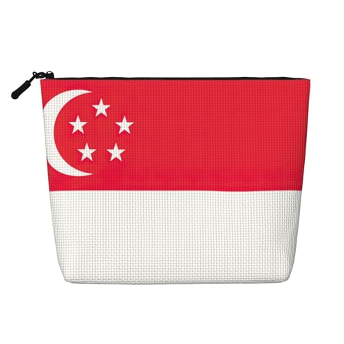 lootpe Reise-Make-up-Tasche mit Singapur-Flagge, große Kapazität, Kosmetiktaschen für Damen, tragbare Kosmetiktasche, Kulturbeutel von Lootpe