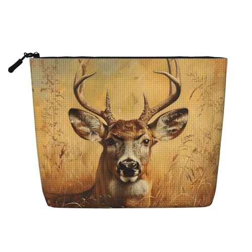 lootpe Reise-Make-up-Tasche mit Wildhirsch-Motiv, große Kapazität, Kosmetiktasche für Damen, tragbare Kosmetiktasche, Kulturbeutel von Lootpe