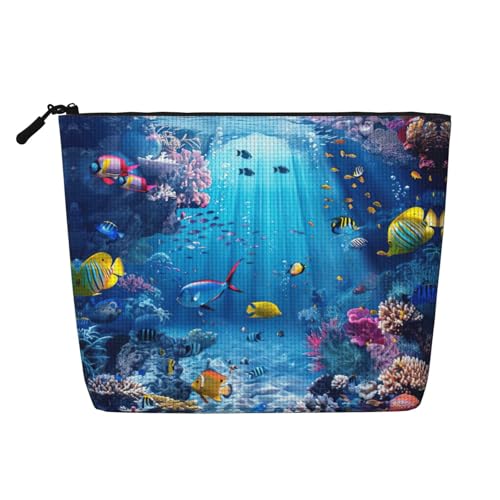 lootpe Reise-Make-up-Tasche mit buntem Ozean-Motiv, große Kapazität, Kosmetiktasche für Damen, tragbare Kosmetiktasche, Kulturbeutel von Lootpe