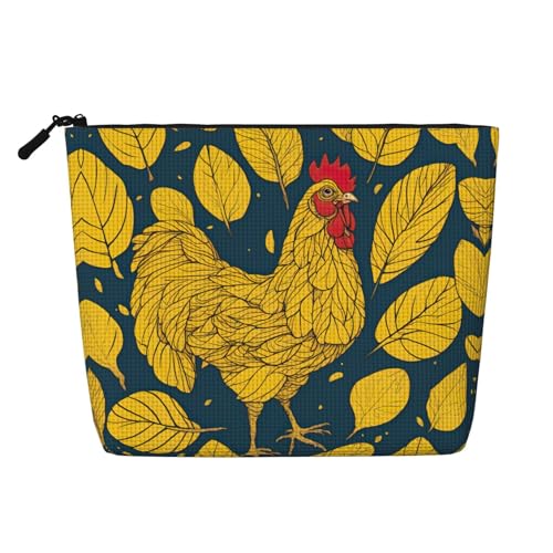 lootpe Reise-Make-up-Tasche mit gelben Blättern, große Kapazität, Kosmetiktasche für Damen, tragbare Kosmetiktasche, Kulturbeutel von Lootpe