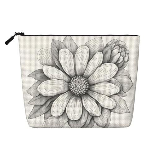 lootpe Reise-Make-up-Tasche mit handgezeichnetem Blumendruck, große Kapazität, Kosmetiktasche für Damen, tragbare Kosmetiktasche, Kulturbeutel von lootpe