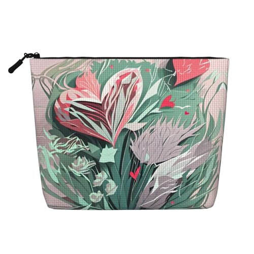 lootpe Reise-Make-up-Tasche mit schönem Herzmuster, große Kapazität, Kosmetiktasche für Damen, tragbare Kosmetiktasche, Kulturbeutel von Lootpe