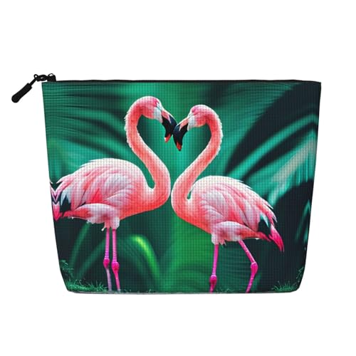 lootpe Reise-Make-up-Tasche mit zwei Flamingos, große Kapazität, Kosmetiktasche für Damen, tragbare Kosmetiktasche, Kulturbeutel von lootpe