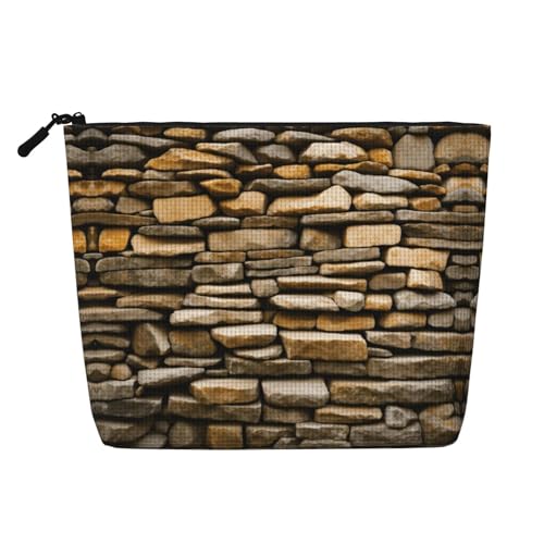 lootpe Rustikale Make-up-Tasche mit Stein-Motiv, Reise-Make-up-Tasche, große Kapazität, Kosmetiktasche für Damen, tragbare Kosmetiktasche, Kulturbeutel von Lootpe