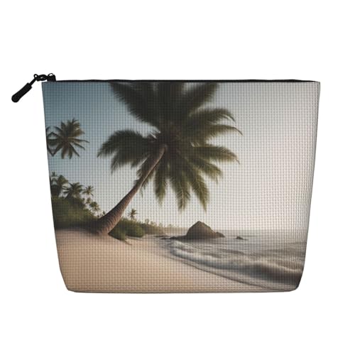 lootpe Sand Beach Palme Print Reise Make-up Tasche Große Kapazität Kosmetiktasche für Frauen Tragbare Kosmetiktasche Kulturbeutel von Lootpe