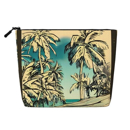 lootpe Sketch Hawaii Print Reise Make-up Tasche Große Kapazität Kosmetiktasche für Frauen Tragbare Kosmetiktasche Kulturbeutel von Lootpe