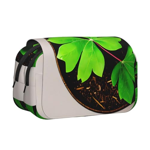 lootpe St. Patricks Day Federmäppchen mit Blätteraufdruck, großes Fassungsvermögen, Markertasche, Schreibwaren-Organizer-Tasche, tragbare Büro-Stifttasche von lootpe