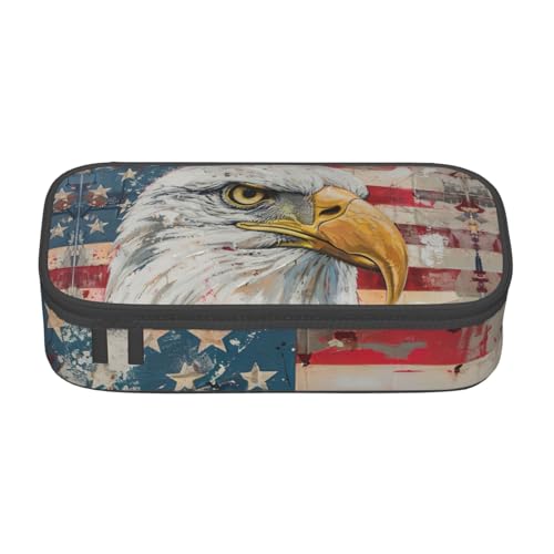 lootpe Stifteetui mit großem Fassungsvermögen und Patriotischem Adlermuster, Bürobedarf-Organizer, tragbare Stifttasche für Büro von Lootpe