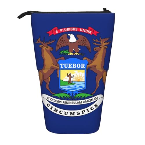 lootpe Teleskop-Federmäppchen mit Michigan-Staatsflaggen-Druck, Pop-Up-Federmäppchen, Stehstifthalter, niedliches Stifteetui, Federmäppchen von Lootpe