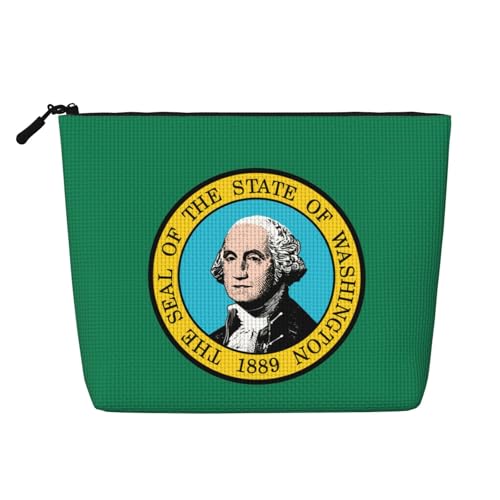 lootpe Washington-Flaggen-Druck, Reise-Make-up-Tasche, große Kapazität, Kosmetiktasche für Damen, tragbare Kosmetiktasche, Kulturbeutel von Lootpe