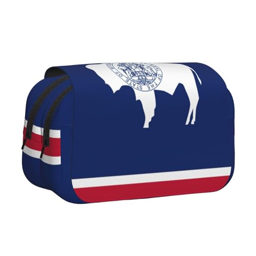 lootpe Wyoming Federmäppchen mit Staatsflaggen-Druck, großes Fassungsvermögen, Markertasche, Schreibwaren-Organizer-Tasche, tragbare Büro-Stifttasche von Lootpe