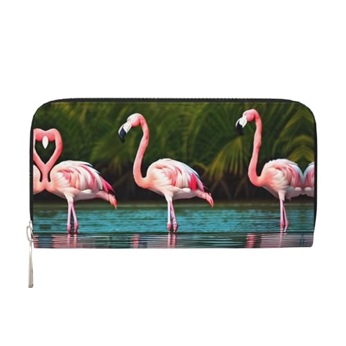lootpe Zwei Flamingo-Print Damen-Geldbörse, Kreditkartenhalter, Handygeldbörse, lange Clutch-Handtasche von lootpe