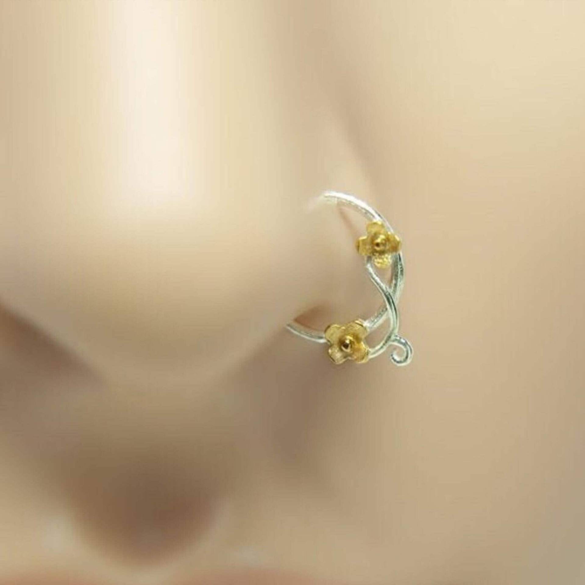 Nasenring - Mit Gold Blumen 14K Filled & Sterling Silber Reifen Für Nase, Tragus, Helix, Knorpel Piercings Nasenring - Mit Gold Blumen 14K Filled & Sterling Silber Reifen Für Nase, Tragus, Helix, Knorpel Piercings von lopicNosePiercing