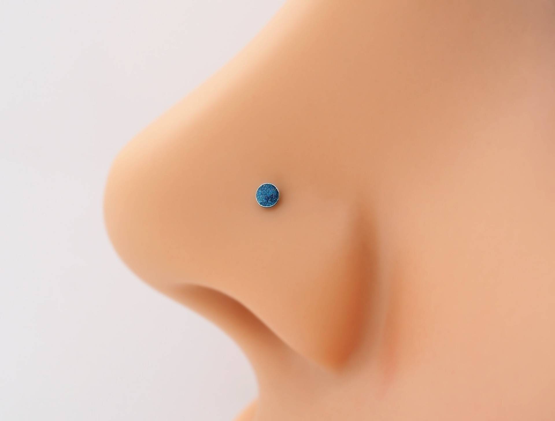 Nasenstecker 925Er Silber Blau 2 Mm Dot von lopicNosePiercing