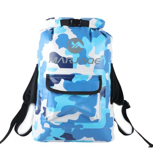 lopituwe Wasserdichter Trockensack mit großer Kapazität, Camouflage Rucksack, Rucksack mit Handytasche, Outdoor Kajak, Trekking, Segeln, Blaue Tarnung von lopituwe