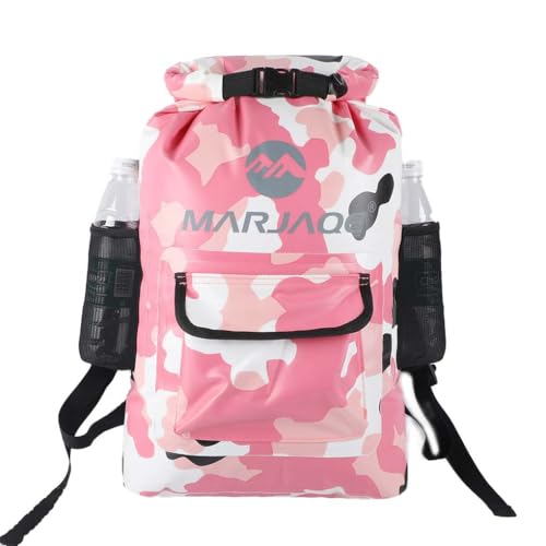 lopituwe Wasserdichter Trockensack mit großer Kapazität, Camouflage Rucksack, Rucksack mit Handytasche, Outdoor Kajak, Trekking, Segeln, Rosa Tarnung von lopituwe