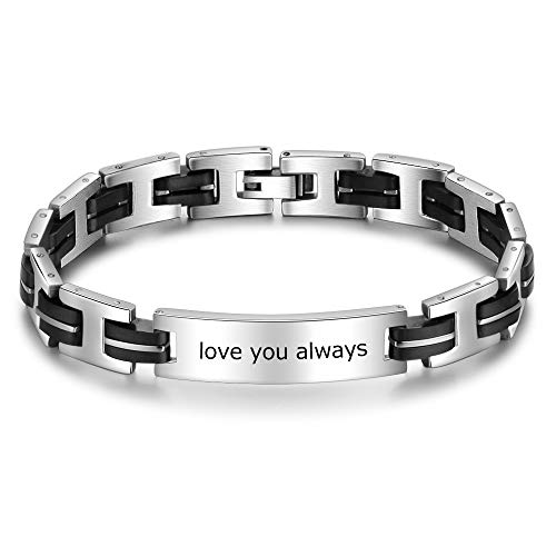 lorajewel Herren Edelstahl Armband mit Namen Gravur Silber Männer Personalisiert Schmuck Geschenk Für Weihnachtstag/Valentinstag/Geburtstag von lorajewel