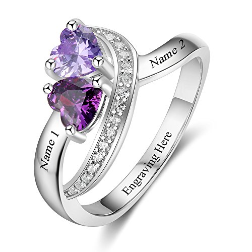 Personalisierte Versprechens Ringe für Ihre Mutter Ringe mit Namen und Simulierten Geburtssteinen Gravur Damen Ringe für Weihnachten (ringe 1, 49 (15.6)) von lorajewel