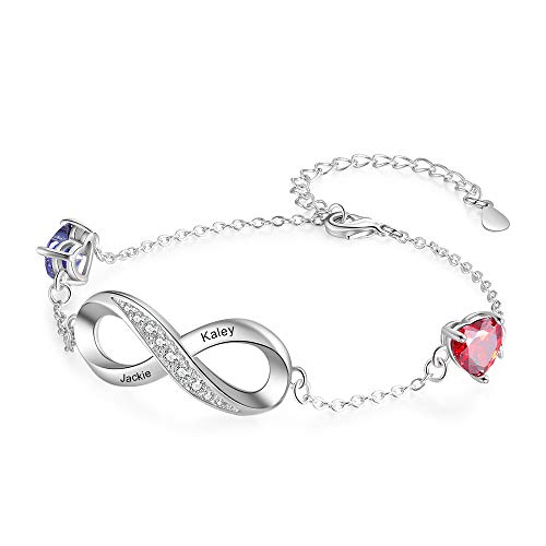 XiXi Personalisierte Unendlichkeit Armband mit Gravur Damen 925 Silber Armband Mutter Tochter Freund Geschenk für Weihnachtstag Valentinstag Muttertag von lorajewel
