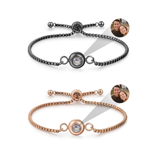 lorajewel 1/2 Stücke Personalisiert Armbänder mit Foto Projektion für Damen Herren Benutzerdefinierte Freundschaftsarmband Partnerarmband für Valentinstag Ehemann Ehefrau Freund Freundin… (#22) von lorajewel