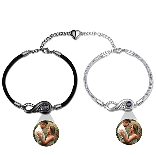 lorajewel 2 Stücke Personalisiert Armbänder mit Foto Projektion für Damen Herren Magnetisch Herz Freundschaftsarmband Partnerarmband für Valentinstag Ehemann Ehefrau Freund Freundin… von lorajewel