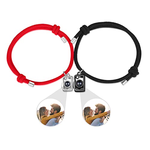 lorajewel 2 Stücke Personalisiert Armbänder mit Foto Projektion für Damen Herren Magnetisch Herz Freundschaftsarmband Partnerarmband für Valentinstag Ehemann Ehefrau Freund Freundin… von lorajewel