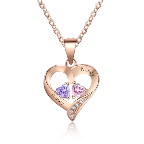 lorajewel Damen Halsketten mit 2 Namen Sterling Silber 927 Mutter Kinder Kette mit Gravur und Steinen Rosegold Herz Anhänger Personalisierte Kette für Mutter/Tochter/Frau/Freundin… lorajewel Damen Halsketten mit 2 Namen Sterling Silber 927 Mutter Kinder Kette mit Gravur und Steinen Rosegold Herz Anhänger Personalisierte Kette für Mutter/Tochter/Frau/Freundin… von lorajewel