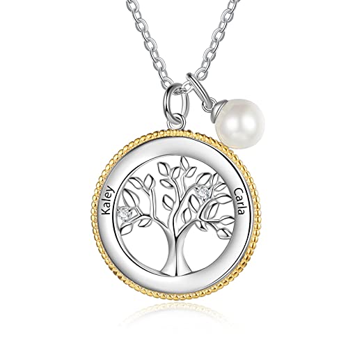 lorajewel Lebensbaum Kette Personalisierte kette mit Namen Mutter Tochter Kette Silberkette Damen mit Anhänger Muttertag Geburtstag von lorajewel