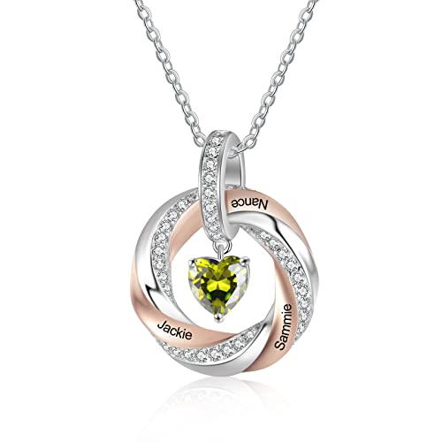 orajewel Damen Ringe Halsketten mit 3 Namen Kinder Sterling Silber 930 Mutter Kette mit Gravur und Steinen Silber Herz Anhänger Personalisierte Kette für Mutter/Tochter/Frau/Freundin… von lorajewel