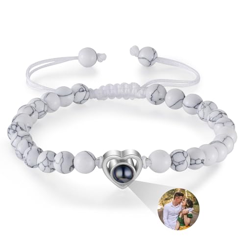 lorajewel Foto Armband Tigerauge Perlen Armbänder Personalisierte Armbänder mit Bild Innen Projektion Armband für Herren Damen Freundschaftsarmbänder Personalisierte Geschenke von lorajewel