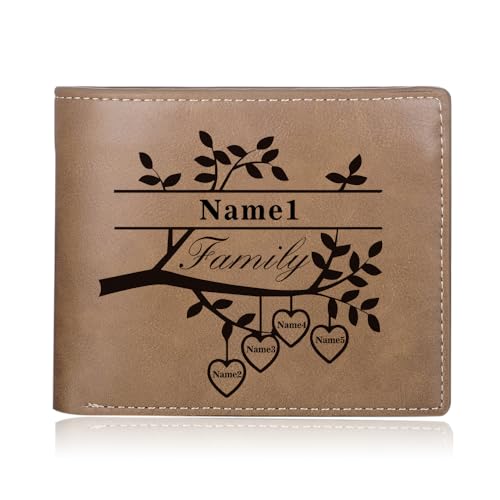 lorajewel Foto-Geldbörse Personalisierte Brieftasche mit Namen Ledergeldbörsen für Herren und Damen Familienbaum-Logo Geschenk für Weihnachten Neujahr Muttertag Vatertag von lorajewel