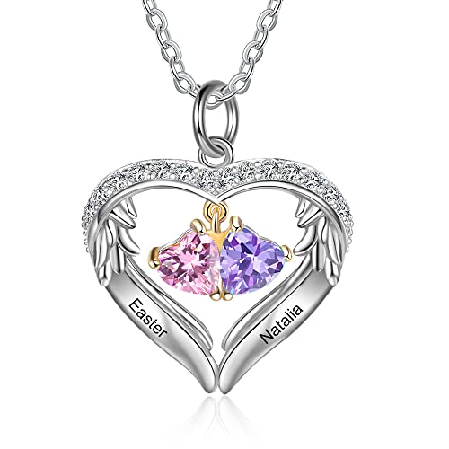 Lorajewel Halskette mit Gravur Damen Namenskette mit 2 Namen Sterling Silber 925 Kette Mutter Tochter Personalisierter Schmuck für Weihnachten/Valentinstag/Muttertag/Geburtstag von lorajewel