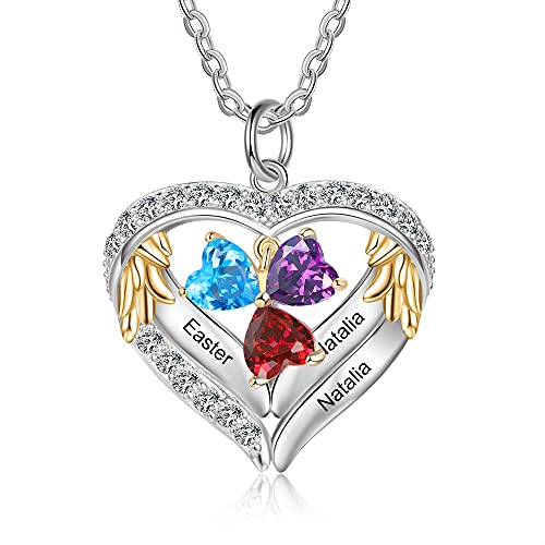 lorajewel Halskette mit Gravur Damen Namenskette mit 3 Namen Sterling Silber 925 Kette Gold Mutter Tochter Personalisierter Schmuck für Weihnachten/Valentinstag/Muttertag/Geburtstag von lorajewel
