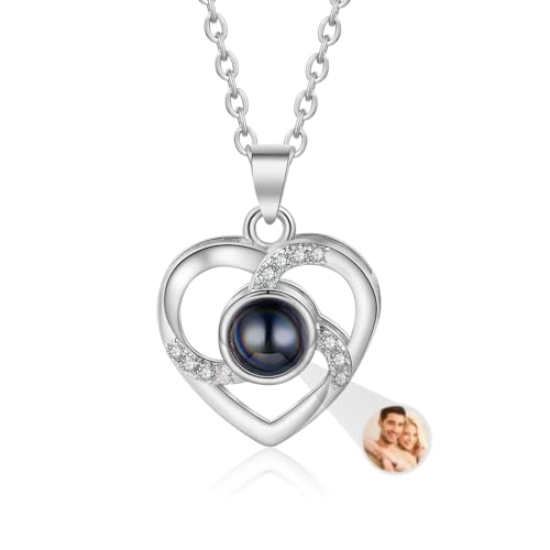 lorajewel Kette mit Bild Personalisierte Projektion Foto Kette Personalisierte Kette Damen Herren Kette mit Foto Personalisierte Geschenke für Mutter Tochter Freund Frau Freundin (A-Silber) von lorajewel