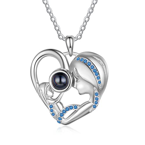 lorajewel Kette mit Bild Personalisierte Projektion Foto Kette Personalisierte Kette Damen Herren Kette mit Foto Personalisierte Geschenke für Mutter Tochter Freund Frau Freundin (Mutter Tochter#2) von lorajewel