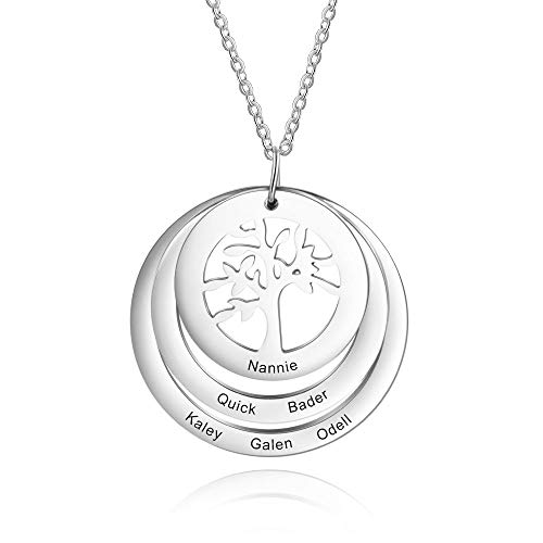 lorajewel Kette mit Name Personalisierte Kette für Damen Baum des Lebens Kette Mutter und Tochter Kette Familie Kette Schmuck für Muttertag Geburtstag von lorajewel