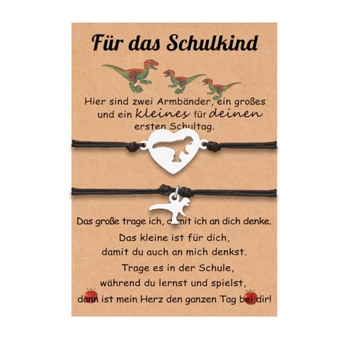 lorajewel Mutter Tochter Armband Set Schulkind Armband Mädchen Geschenke für Tochter Sohn Kinder Mama Mädchen (Dinosaurier*2) von lorajewel