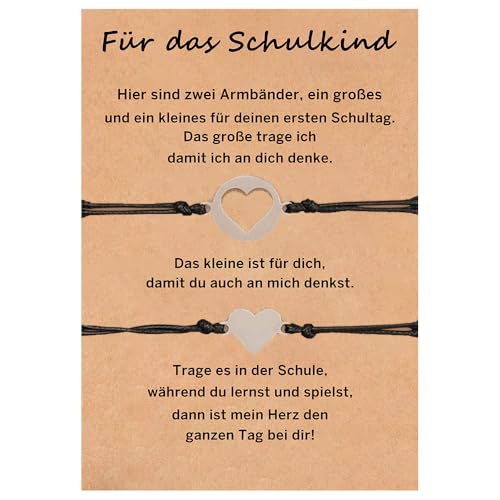lorajewel Mutter Tochter Armband Set Schulkind Armband Mädchen Geschenke für Tochter Sohn Kinder Mama Mädchen (Herz*2) von lorajewel