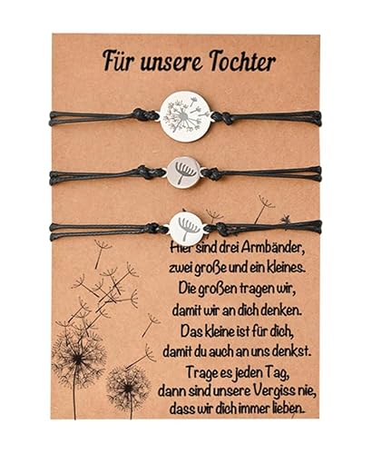 lorajewel Mutter Tochter Armband Set Schulkind Armband Mädchen Geschenke für Tochter Sohn Kinder Mama Mädchen (Löwenzahn*3) von lorajewel